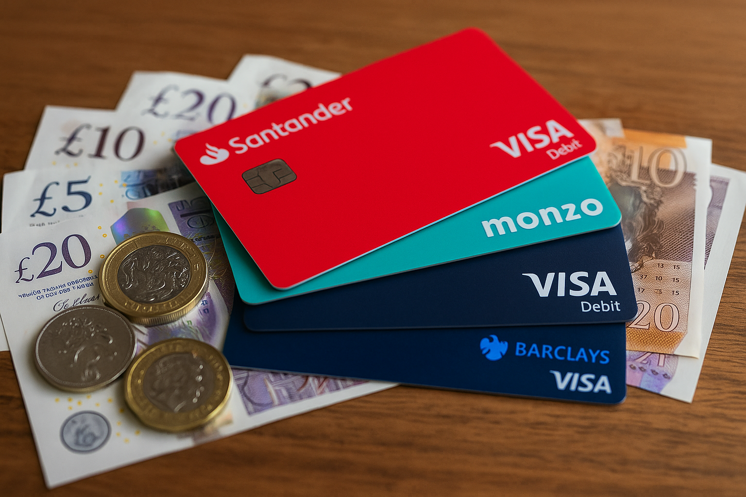 Bank cards and UK currency