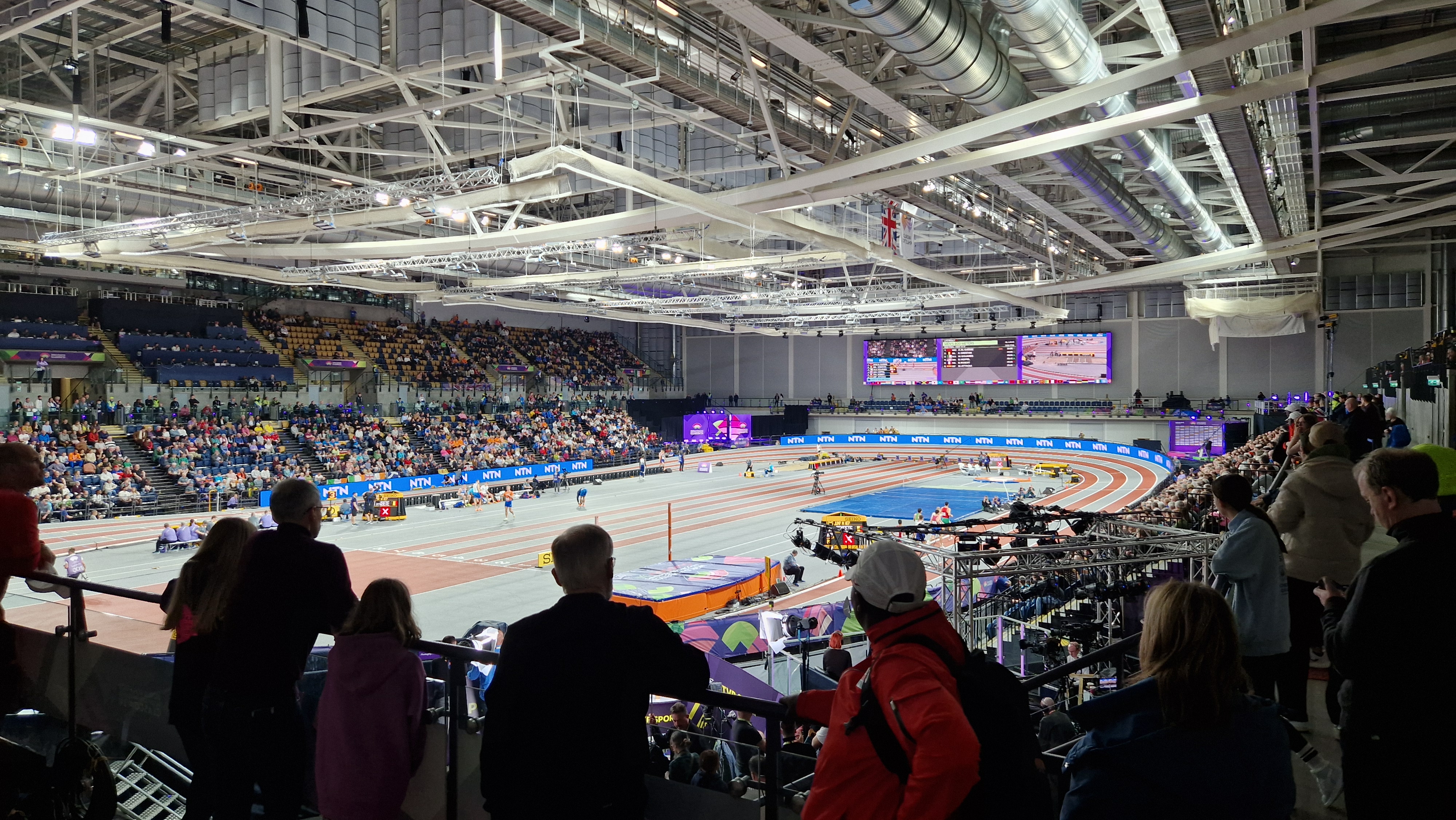 Side view of the packed venue during live events